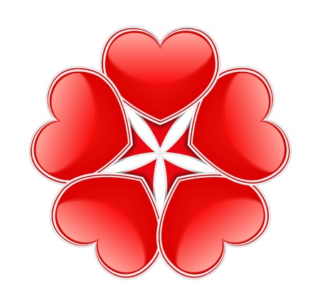 Abstract circle made of red heartsのイラスト素材