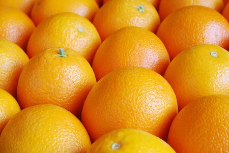 Rows of oranges, top viewの写真素材