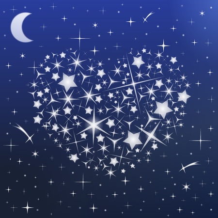 Heart made of stars in the night skyのイラスト素材