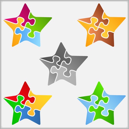 Star made of puzzle piecesのイラスト素材