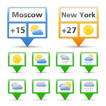 Weather indicators and iconsのイラスト素材