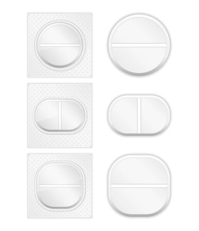 Different pills on white backgroundのイラスト素材