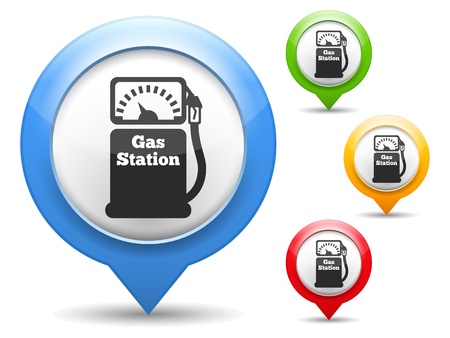Map marker with icon of a gas stationのイラスト素材