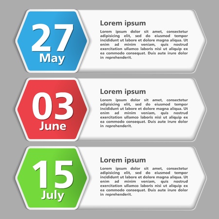 Paper banners with dates, schedulerのイラスト素材