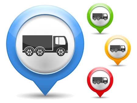 Map marker with icon of a truckのイラスト素材