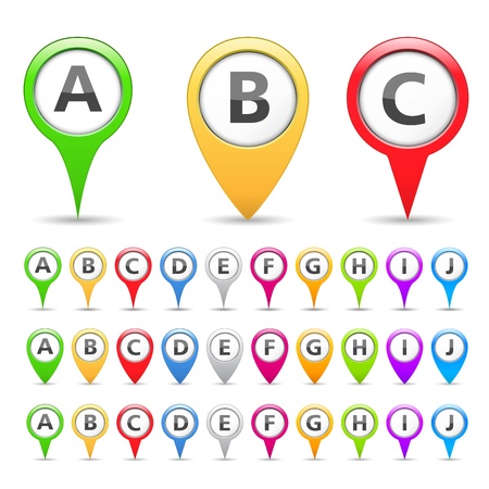 Collection of map markers with different symbolsのイラスト素材