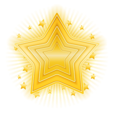 Golden star on white backgroundのイラスト素材