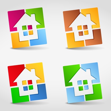 Abstract house iconsのイラスト素材