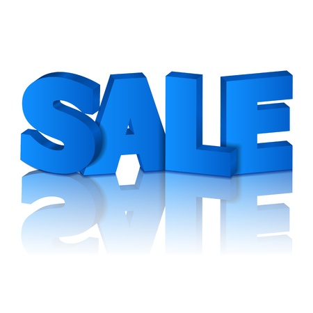 Blue word  sale  with reflection on white backgroundのイラスト素材