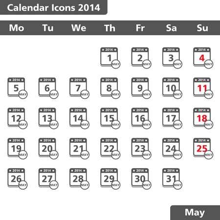 Calendar icons, May 2014のイラスト素材