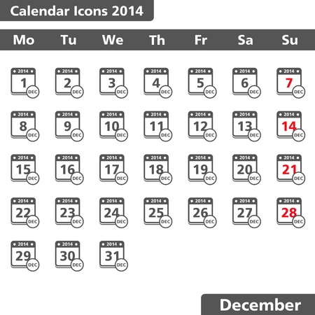 Calendar icons, December 2014のイラスト素材