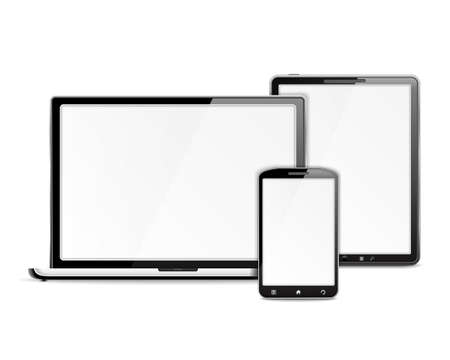 Mobile devices on white backgroundのイラスト素材