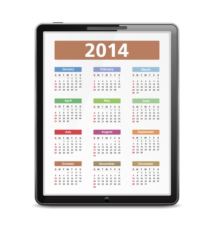2014 Calendar on the screen of tablet pcのイラスト素材