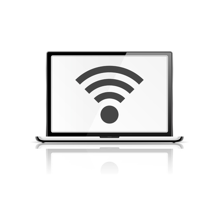 WiFi icon on the screen of laptopのイラスト素材