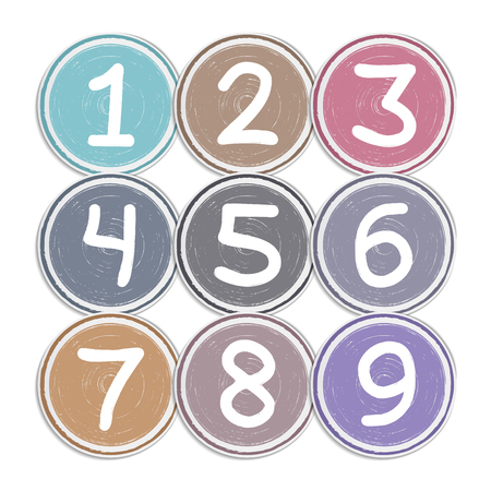 Circles with hand drawn numbers, vector eps10 illustrationのイラスト素材