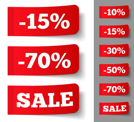 Red stickers with discountsのイラスト素材