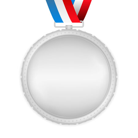 Silver medal with ribbon on white backgroundのイラスト素材