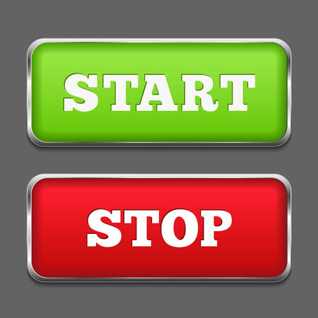 Start and stop buttons with metallic framesのイラスト素材
