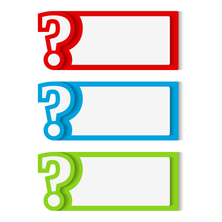 Red, blue and green banners with question markのイラスト素材