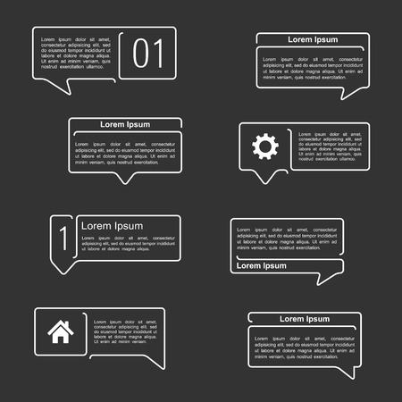 Flat line white speech bubbles with place for text and titles or icons, user interface elements setのイラスト素材