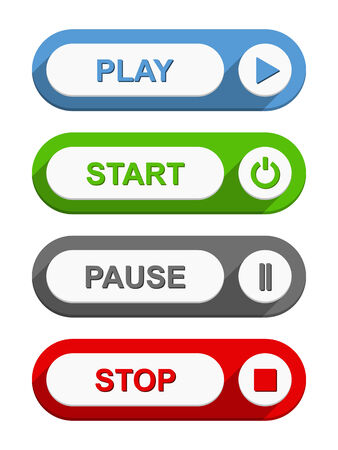 Play start pause and stop buttons, flat designのイラスト素材