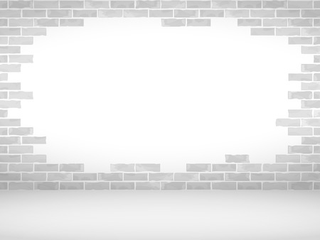 Broken brick wall and floorのイラスト素材