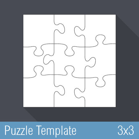 Square jigsaw puzzle template 3x3 piecesのイラスト素材