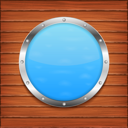 Porthole on wooden wallのイラスト素材
