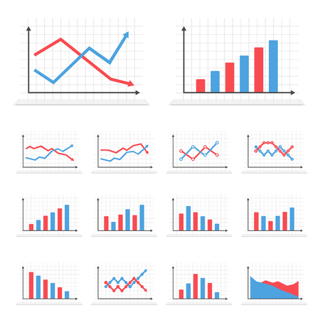 Set of different graphs on white backgroundのイラスト素材