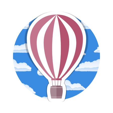 Hot air balloon icon in blue skyのイラスト素材
