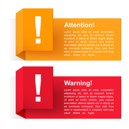 Attention and warning banners with exclamation markのイラスト素材