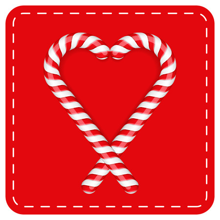Cande canes heart on red background, vector eps10 illustrationのイラスト素材