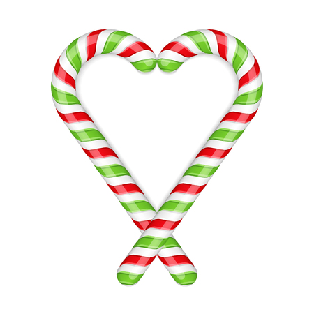 Candy canes heart on white background, vector eps10 illustrationのイラスト素材