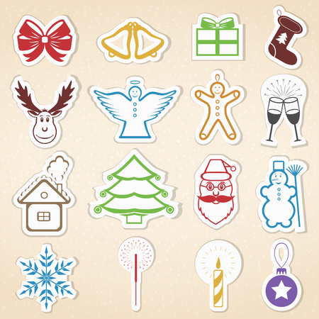 Colored christmas icons, vector eps10 illustrationのイラスト素材