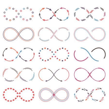 Set of different infinity symbols, vector eps10 illustration