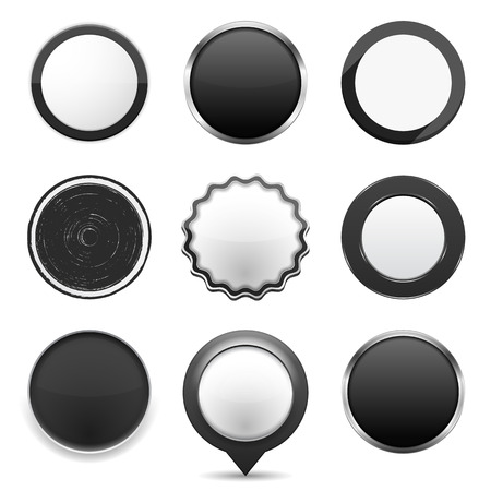 Set of different black buttons on white backgroundのイラスト素材