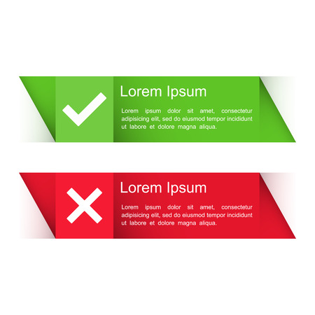 Banners with check and cross symbolsのイラスト素材