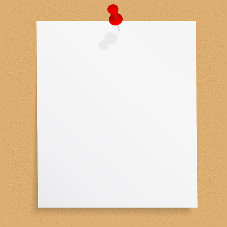 Blank paper note with push pin on bulletin boardのイラスト素材