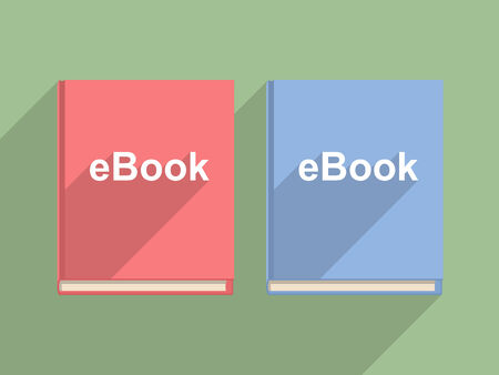 Red and blue eBooks, flat design, vector eps10 illustrationのイラスト素材