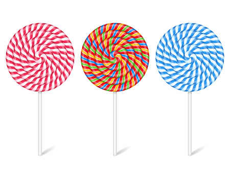 Three lollipops on white backgroundのイラスト素材