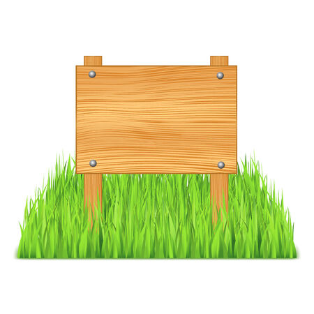 Wooden board in grassのイラスト素材