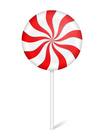 Round peppermint candy with stick on white backgroundのイラスト素材