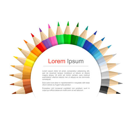 Circle with colored pencils, round education bannerのイラスト素材