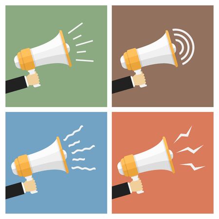 Hands with megaphones, flat designのイラスト素材