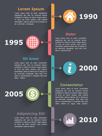 Vertical timeline infographics design templateのイラスト素材