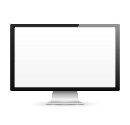 Computer monitor with blank white screen isolated on white backgrondのイラスト素材