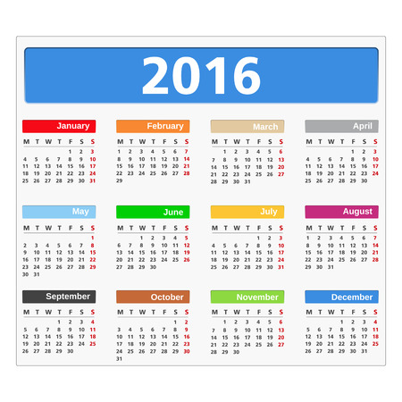 2016 Calendarのイラスト素材