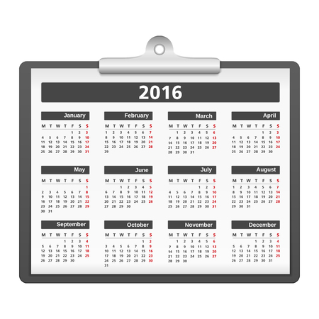 2016 Calendar in clipboardのイラスト素材