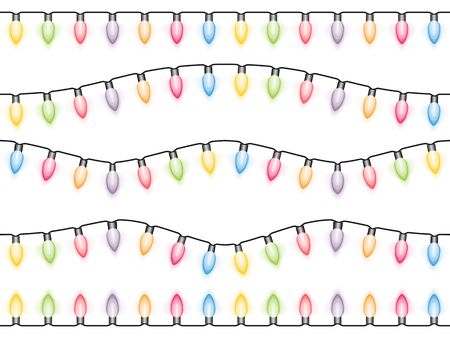 Seamless christmas lights, white backgroundのイラスト素材