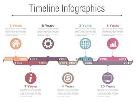 Timeline infographics design template with different time intervalsのイラスト素材